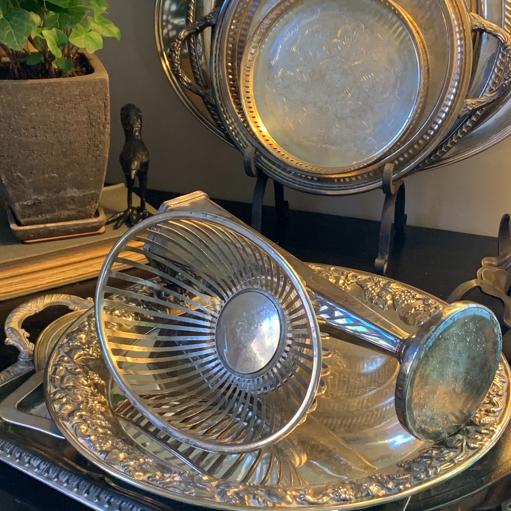SOLD Silver Plated Basket~ Silver